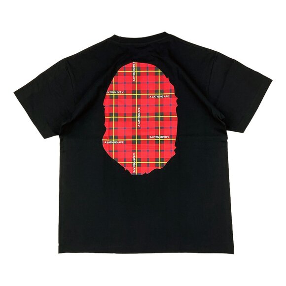 BAPE Logo Check Big Ape Head T-shirt Black Red | A Bathing Ape - Picture 2 of 6